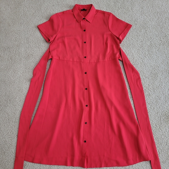 *NWT* J.Jill Elegant Poppy Red Button-Front Belted‎ Shirt Dress Size S - Picture 8 of 9